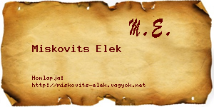 Miskovits Elek névjegykártya